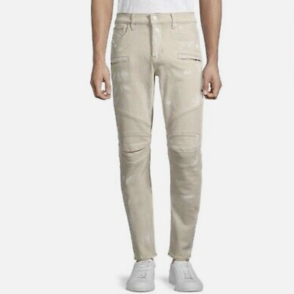 NEW Hudson Blinder Beige Biker Moto V2 Skinny Jeans Size 32